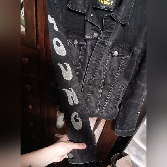 American Eagle Young Money Black Denim Jacket_Small - Picture 3 of 6